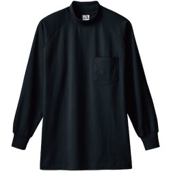 0058-4-LL [桑和 0058 長袖ハイネックTシャツ（胸ポケット付き） ブラック LL]