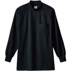 0058-4-M [桑和 0058 長袖ハイネックTシャツ（胸ポケット付き） ブラック M]