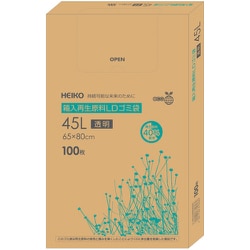 HEIKO 箱入再生原料LDゴミ袋 45L 透明 006605500