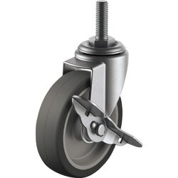 ユーエイ ねじ込み式 自在 ステンレスキャスター エラストマー 車輪径100mm ストッパー付き Eタイプ SUS-ET-S型 ネジ寸法M12×35ピッチ1.75 SUS-ET-100ELS-M12-35