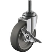 SUS-ET-100ELS-M12-35 [ユーエイ ねじ込み式 自在 ステンレスキャスター エラストマー 車輪径100mm ストッパー付き Eタイプ SUS-ET-S型 ネジ寸法M12×35ピッチ1.75]