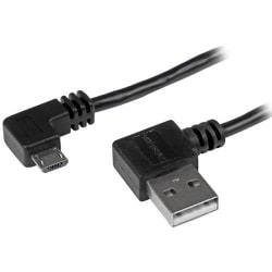 USB2AUB2RA1M [スターテック USB 2.0ケーブル/1m/Type‐A - Micro-B/両側L型右コネクター/オス-オス/ブラック/マイクロB]