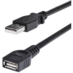 USBEXTAA6BK [スターテック USBケーブル/A-A/1.8m/USB 2.0/480Mbps/延長用/オス・メス/BK]