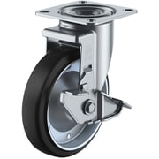 RJ2-100WS-P [ユーエイ プレート式 自在 キャスター ゴム 車輪径100mm ストッパー付き Jタイプ RJ2-S型 取付寸法71×71（68×68）]