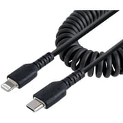 RUSB2CLT50CMBC [スターテック Lightningケーブル/USB-C/50cm/高耐久/コイル型/ブラック/iPhone ライトニング カールコード]