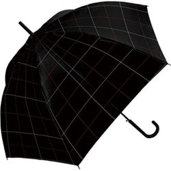 長傘 紳士 クラッシーチェック 65cm ジャンプ式 耐風仕様 ノンスリップ滑り止め加工手元 ブラック 414-035