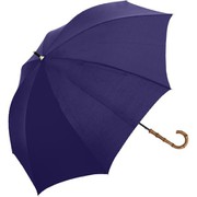長傘 婦人用 晴雨兼用 UV バンブー 55cm 手開き式 ブラックコーティング加工 グラスファイバー骨(親骨) UPF50+ ネイビー 914-048