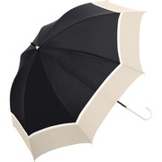 長傘 婦人用 晴雨兼用 UV TRICOLOR(トライカラー) 55cm 手開き式 グラスファイバー骨(親骨) ブラックコーティング加工 UPF50+ ブラック 914-051