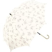 長傘 婦人用 晴雨兼用 UV LILICA(リリカ) 58cm ジャンプ式 グラスファイバー骨(親骨) ブラックコーティング加工 ヒートカット UPF50+ オフホワイト 914-055