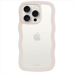 16237 [Wavy Case 背面クリア 耐衝撃 iPhone 15 Pro用 ケース Light Beige/Transparent]