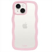 16215 [Wavy Case 背面クリア 耐衝撃 iPhone 15 Plus/14 Plus用 ケース Pink/Transparent]