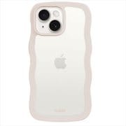 16236 [Wavy Case 背面クリア 耐衝撃 iPhone 15 Plus/14 Plus用 ケース Light Beige/Transparent]