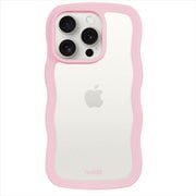 16200 [Wavy Case 背面クリア 耐衝撃 iPhone 14 Pro用 ケース Pink/Transparent]