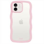 16182 [Wavy Case 背面クリア 耐衝撃 iPhone 12/12 Pro用 ケース Pink/Transparent]