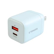 USB急速充電器 USB PD(パワーデリバリー)/QC(クイックチャージ)対応 USB-C×1/USB-A×1 スイングプラグ採用 ブルー JKPD20G2BL