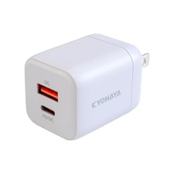 USB急速充電器 USB PD（パワーデリバリー）/QC（クイックチャージ）対応 USB-C×1/USB-A×1 スイングプラグ採用 パープル JKPD20G2PP