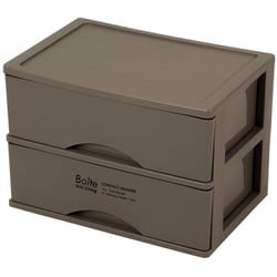 Boite 書類 小物 収納ケース A4 引き出し 卓上 2段 ブラウン MA-4129