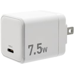 USB AC充電器 7.5W USB-C×1 90度回転収納式プラグ ホワイト C2C1A01WH
