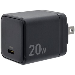 USB急速充電器 USB PD（パワーデリバリー）対応 20W USB-C×1 GaN窒化ガリウム 90度回転収納式プラグ チャコールグレー C2C20W03CGRY