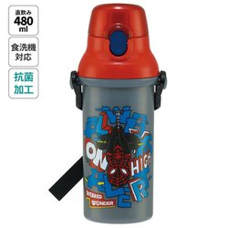 抗菌 直飲プラワンタッチボトル 480ml スパイダーマン/COMIC PSB5SANAG