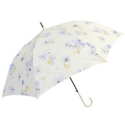 長傘 婦人用 Water flower（ウォーターフラワー） 58cm ジャンプ式 グラスファイバー骨（親骨） 花柄プリント オフ白 2096WH