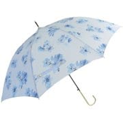 長傘 婦人用 Water flower(ウォーターフラワー) 58cm ジャンプ式 グラスファイバー骨(親骨) 花柄プリント サックス 2096SX