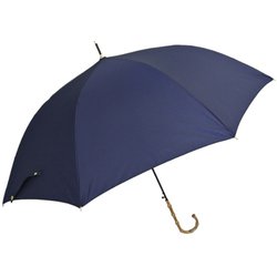 長傘 婦人用 バンブーハンドル 58cm ジャンプ式 グラスファイバー骨（親骨） 竹手元 ネイビー 2105NV