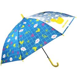 子供用傘 女児 HAVE NICE DAY！（ハヴア ナイスデイ） 55cm ジャンプ式 透明窓つき グラスファイバー骨（親骨） ブルー 1417BL