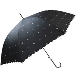 日傘 晴雨兼用 ハート・ヒートカット 58cm ジャンプ式 一級遮光 グラスファイバー骨（親骨） 内側黒コーティング UPF50＋ ブラック 6664BK