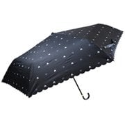 日傘 折りたたみ傘 晴雨兼用 ミニ ハート・ヒートカット 55cm 手開き式 一級遮光 内側黒コーティング UPF50+ ブラック 6666BK