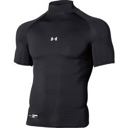 ヒートギアアーマー コンプレッション ショートスリーブ モックネック シャツ Heatgear Armour Compression Short Sleeve Mock Shirt 1358642 001 BLK 3XLサイズ [ウェア アンダーウェア]