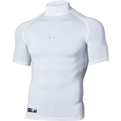 ヒートギアアーマー コンプレッション ショートスリーブ モックネック シャツ Heatgear Armour Compression Short Sleeve Mock Shirt 1358642 100 WHT XLサイズ [ウェア アンダーウェア]