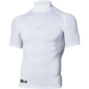 ヒートギアアーマー コンプレッション ショートスリーブ モックネック シャツ Heatgear Armour Compression Short Sleeve Mock Shirt 1358642 100 WHT XLサイズ [ウェア アンダーウェア]