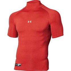 ヒートギアアーマー コンプレッション ショートスリーブ モックネック シャツ Heatgear Armour Compression Short Sleeve Mock Shirt 1358642 600 RED MDサイズ [ウェア アンダーウェア]