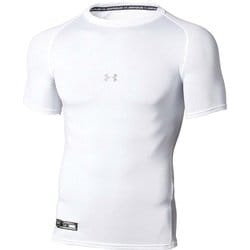 ヒートギアアーマー コンプレッション ショートスリーブ クルーネック シャツ Heatgear Armour Compression Short Sleeve Crew Shirt 1358643 100 WHT LGサイズ [ウェア アンダーウェア]