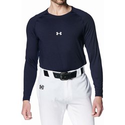 ヒートギア コンフォート フィッティド ロングスリーブ クルーネック シャツ 野球 ウェア シャツ Midnight Navy（410） XLサイズ 1384731