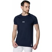 UAヒートギア コンフォート フィッティド ショートスリーブ クルーネック シャツ UA Heatgear Comfort Fitted Short Sleeve Crew Shirt 1384732 Midnight Navy(410) LGサイズ [ウェア シャツ]