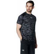 UAテック ノベルティ ショートスリーブTシャツ UA Tech Novelty Short Sleeve T-Shirt 1384736 Black/White(001) LGサイズ [フィットネス 半袖シャツ メンズ]