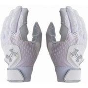 UAクリーンアップ バッティンググローブ UA Clean Up Batting Gloves 1384743 White/Metallic Silver(100) LGサイズ [ウェア グローブ]