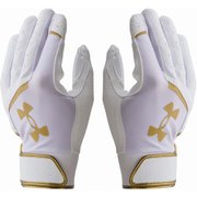 UAヤード バッティンググローブ UA Yard Batting Gloves 1384745 White/Gold(100) XLサイズ [ウェア グローブ]