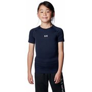 UAヒートギアアーマー コンプレッション ショートスリーブ クルーネック シャツ UA Heatgear Armour Compression Short Sleeve Crew Shirt 1384751 Midnight Navy(410) YXLサイズ [アウトドア トップス 半袖 キッズ]