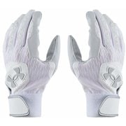 UAクリーンアップ バッティンググローブ UA Clean Up Batting Gloves 1384753 White/Metallic Silver(100) YMDサイズ [ウェア グローブ キッズ]