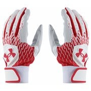 UAクリーンアップ バッティンググローブ UA Clean Up Batting Gloves 1384753 White/Red/Red(102) YLGサイズ [ウェア グローブ キッズ]