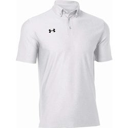 UAチーム アーマー ポロ (ボタンダウン) UA TEAM ARMOUR POLO (BUTTON DOWN) 1384777 100 WHT/BLK MDサイズ [アウトドア シャツ ユニセックス]