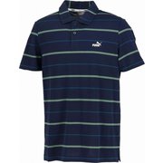 ESS ストライプ 半袖 ポロシャツ 680693 14 Club Navy Lサイズ [ランニングウェア シャツ メンズ]