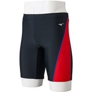アクアフィットネス用ハーフスパッツ(立体カップ付) M N2JBB105 96 ブラック×レッド XLサイズ [水着 メンズ]