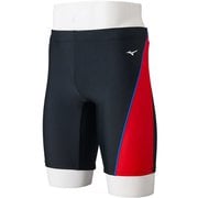 アクアフィットネス用ハーフスパッツ(立体カップ付) M N2JBB105 96 ブラック×レッド XLサイズ [水着 メンズ]