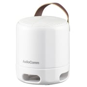 AudioComm Bluetooth ワイヤレスラウンドスピーカー 充電式 ホワイト ASP-W125N-W