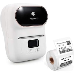 感熱ラベルプリンター スマートフォン・パソコン対応 Bluetoothワイヤレス接続 充電式 ホワイト PH-M110/WH