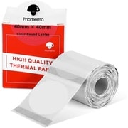Phomemo M110用 感熱式ラベルシールロール 3本(180枚/1本)セット 丸(直径40mm) ダイカット丸型 透明(クリア) PH-AY4040-180TT-3